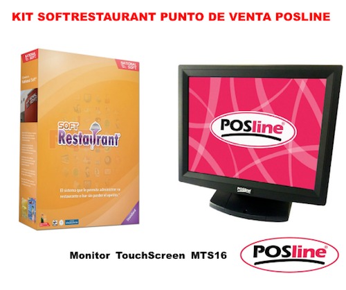 Kit Punto de Venta, posline, barware , RESTAURANTE, MTS16, TouchScreen, Monitor, softrestaurant